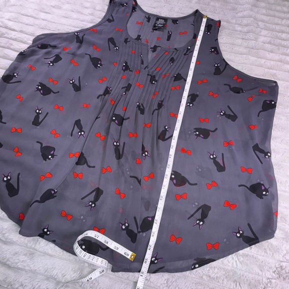 Torrid Kiki's Delivery Service Cats Bows Gray Sheer Sleeveless Tank Top Womens 4 - Picture 5 of 8